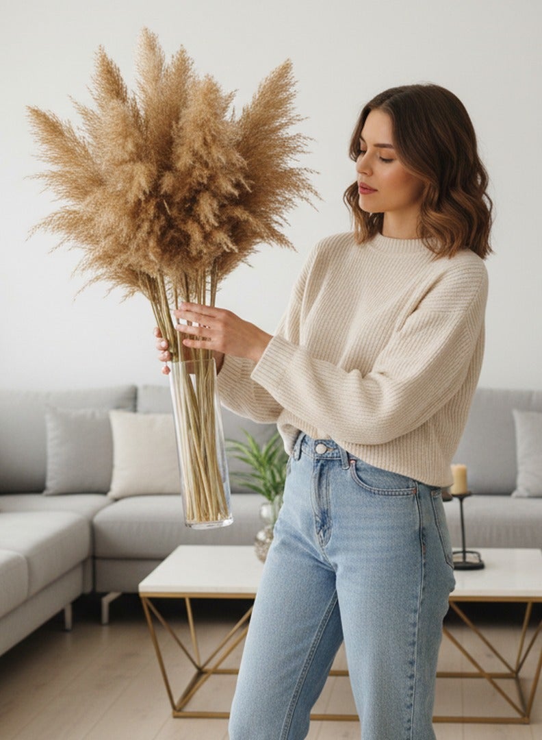 FANCY FLOWERS 3 Pieces Fancy Natural Soft Dry Pampas Grass XL - 60-70Cm - Image 4